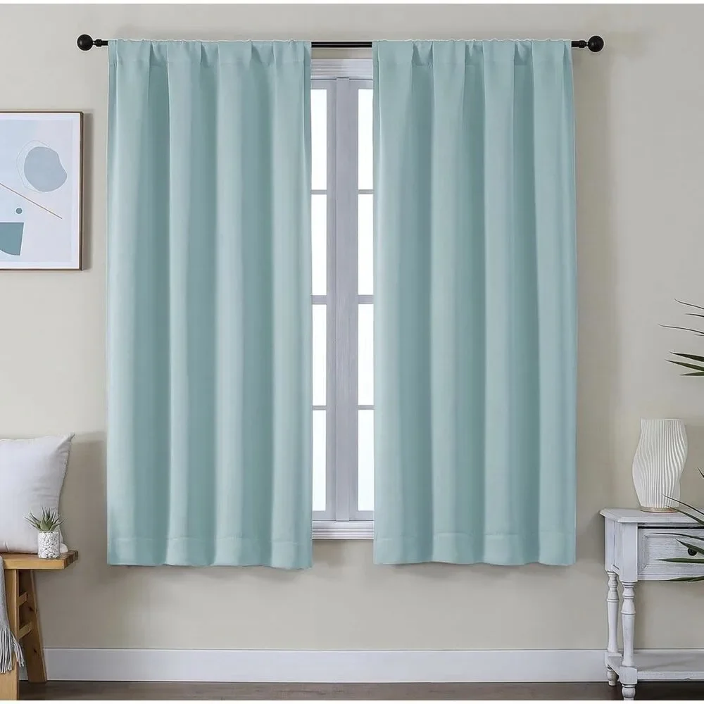 Simplebrand Blackout Curtains Aqua 40x45 2 Panels Thermal Insulated NIP